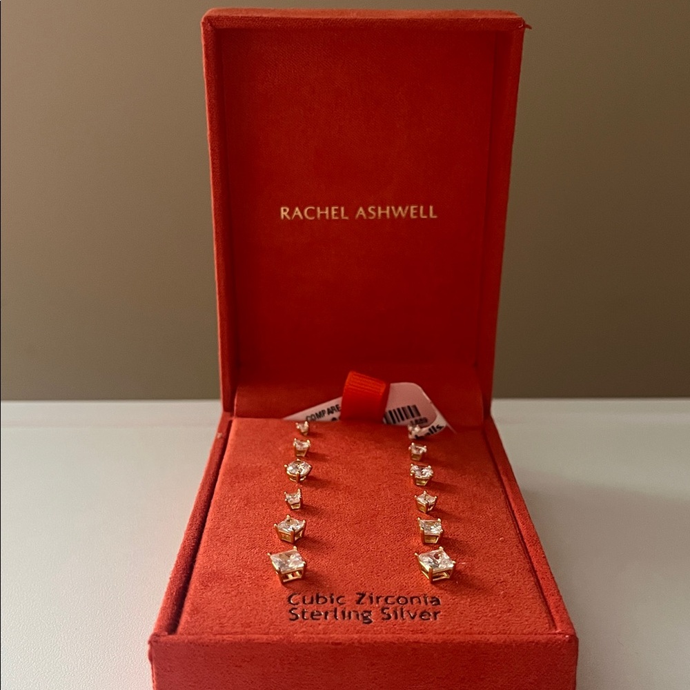Cubic Zirconia Sterling Silver Stud Earrings Set NWT - Picture 1 of 2